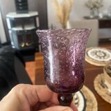 Biot bubble glass service, amethyst, handmade and mouth blown.