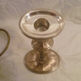 Grand chandelier 3 feux / bougeoir en met.argente styl classique