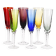 Set of 6 flutes Colorful glass champagne flutes.