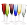 Lot de 6 flûtes Flûtes à champagne colorées en verre.