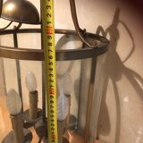 Large round lantern pendant in brass and glass
