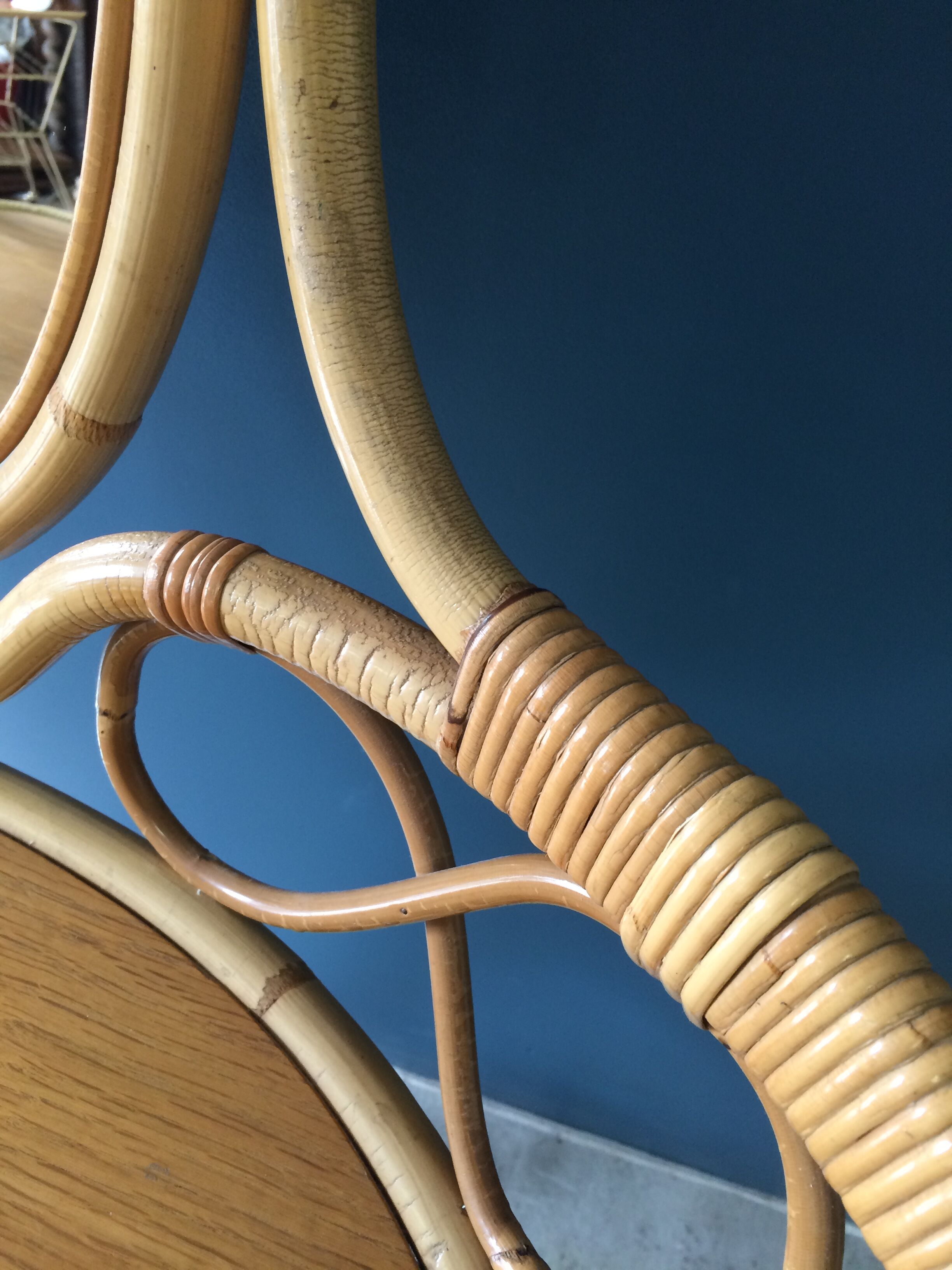 Old rattan hairdresser with stool