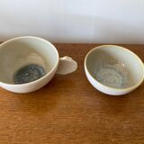 Set of 9 JARS White Ceramic Cups with Blue Grey Interior