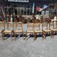 8 chaises en merisier avec assises brodées