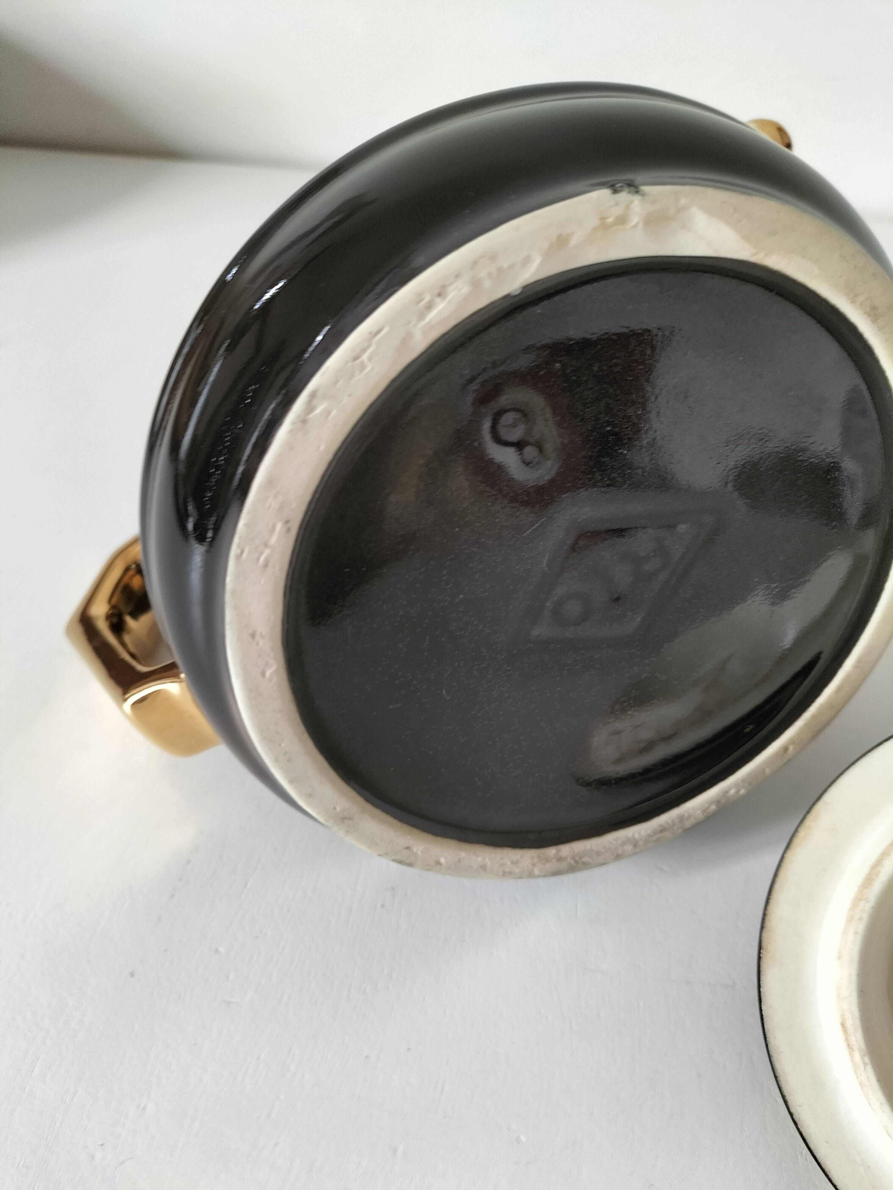 Vintage black and gold teapot RIO – Art Deco style