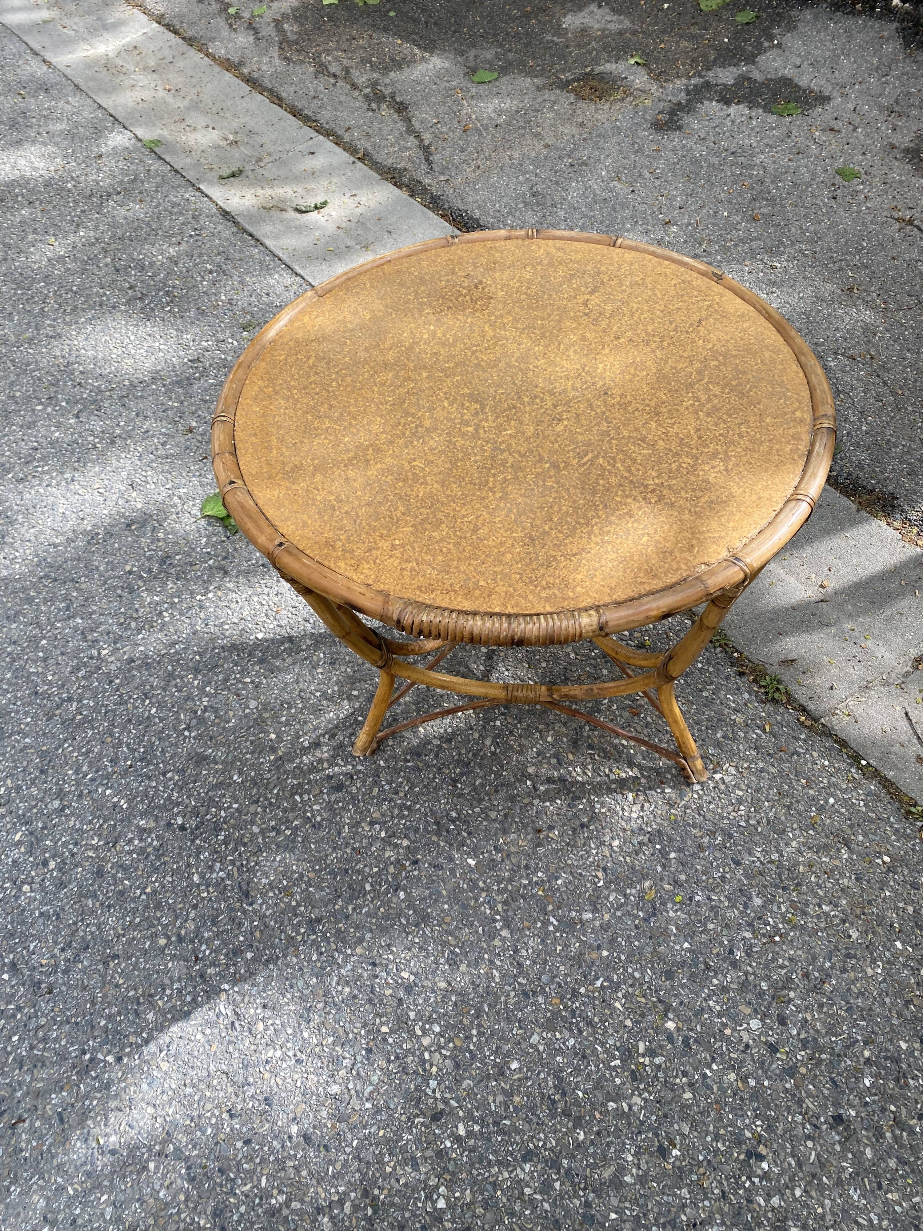 Vintage rattan table