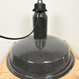 Large Industrial Grey Enamel Factory Lamp with Cast Iron Top, 1960s