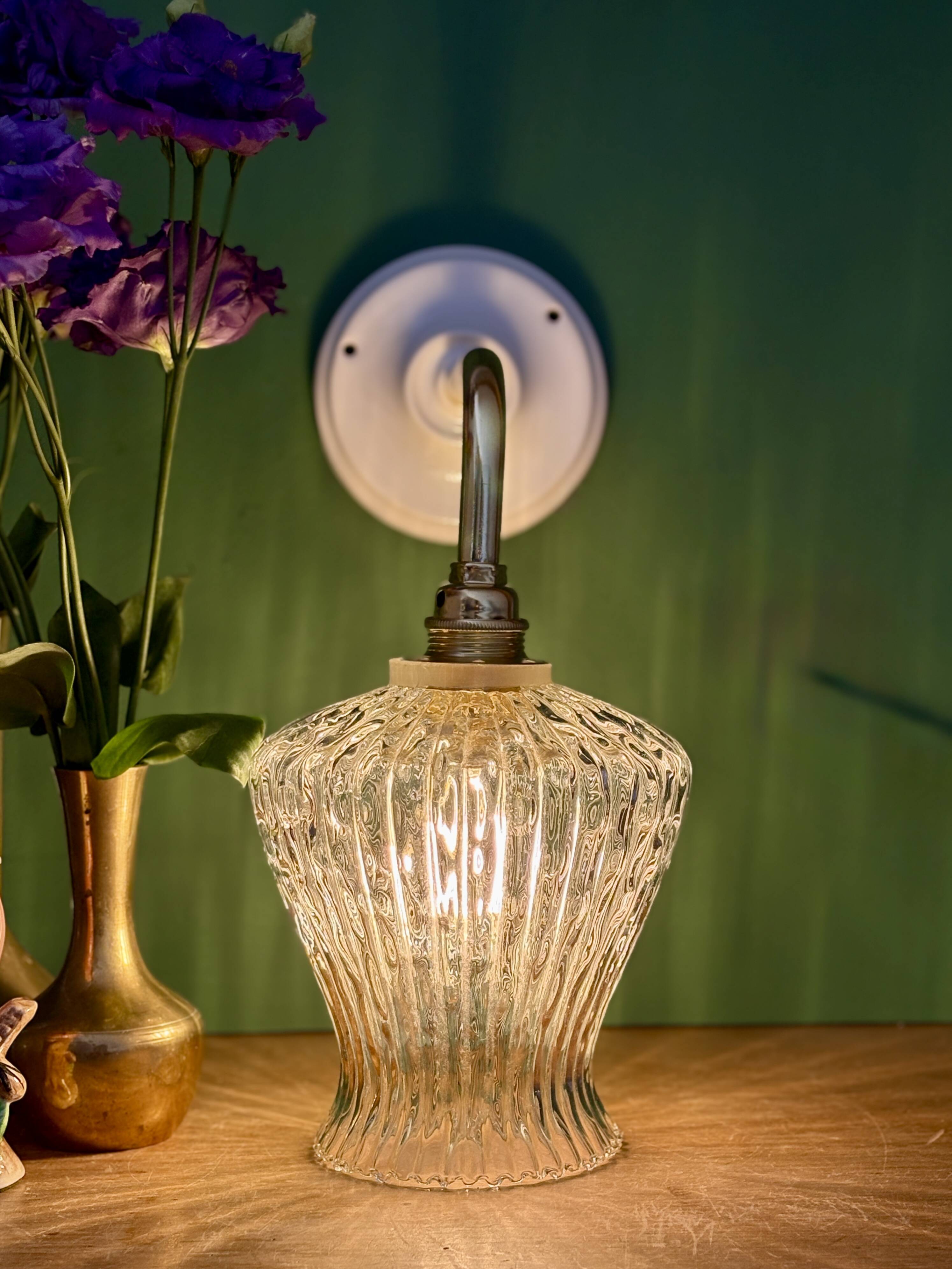 Vintage glass tulip wall light