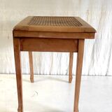 Solid wood and cane side table - mid 20th century