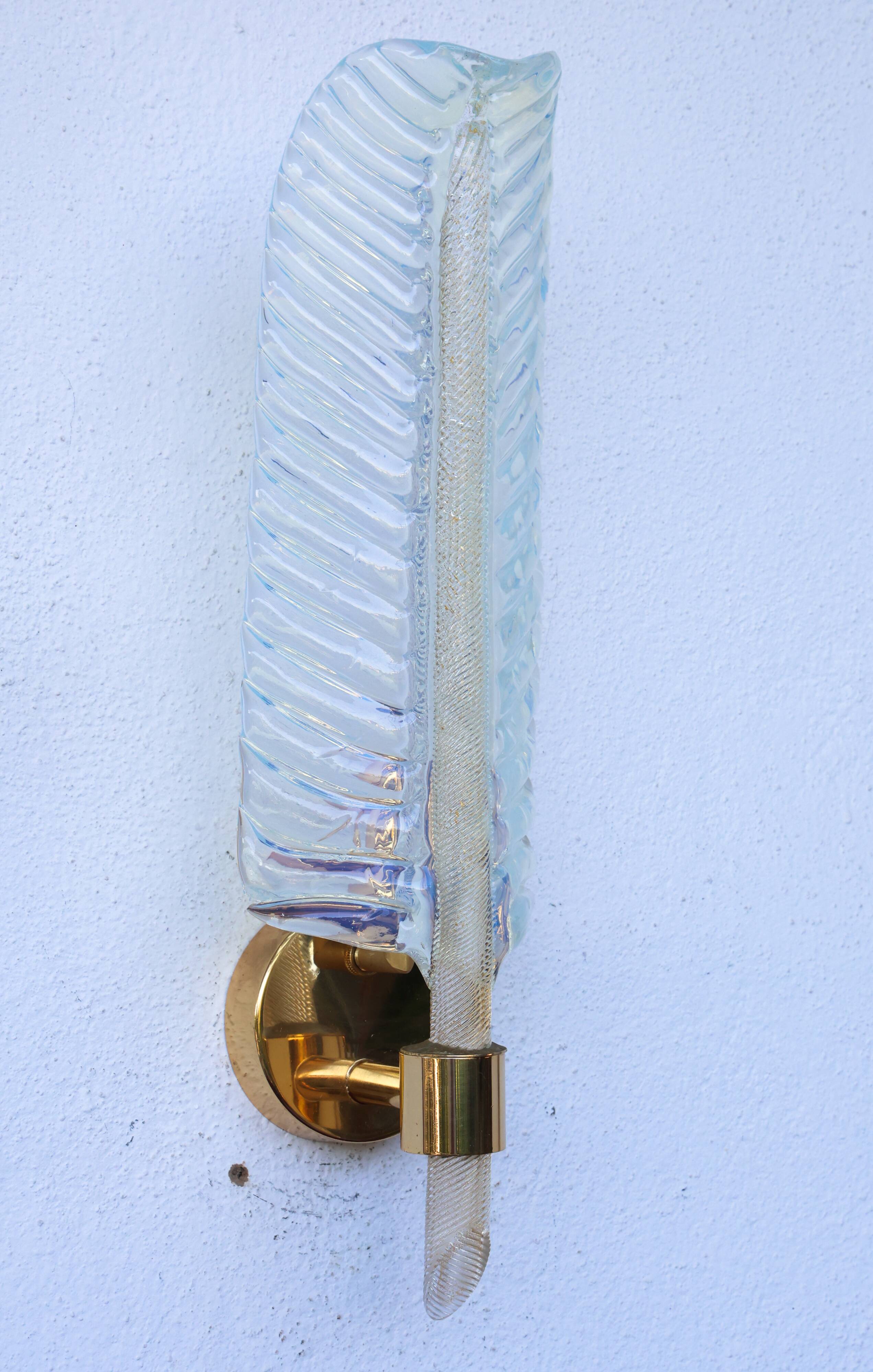 Rare Set of 2 Luxury Barovier e Toso Leaf Wall Light