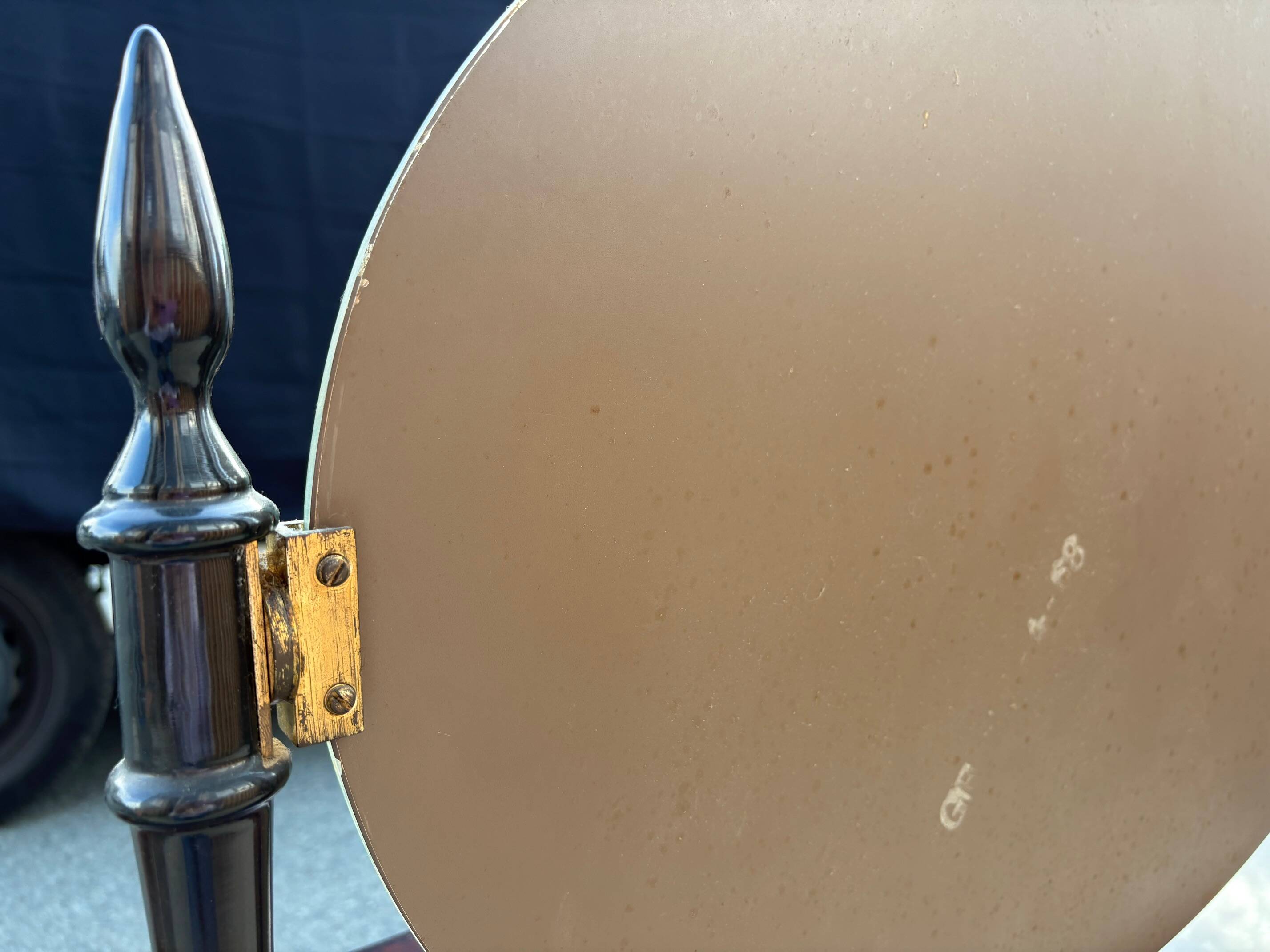 Vintage 1960s triptych hairdresser in mahogany – signed G. Blouin Nantes