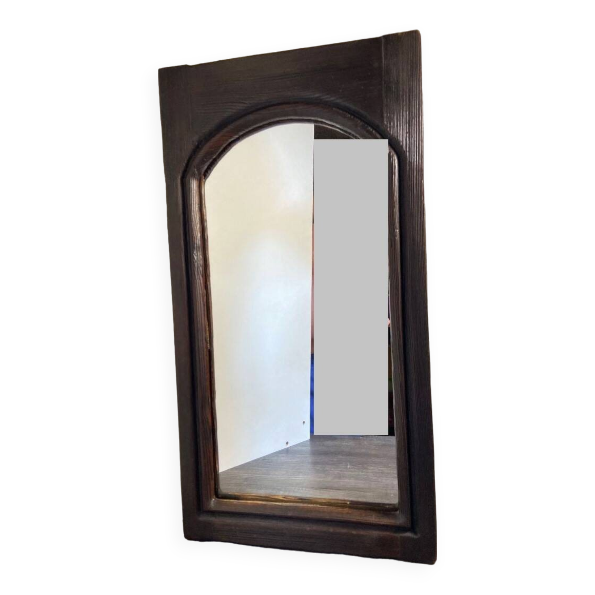 Antique Decorative Mirror Solid Oak Wood Frame Molded Vintage Art