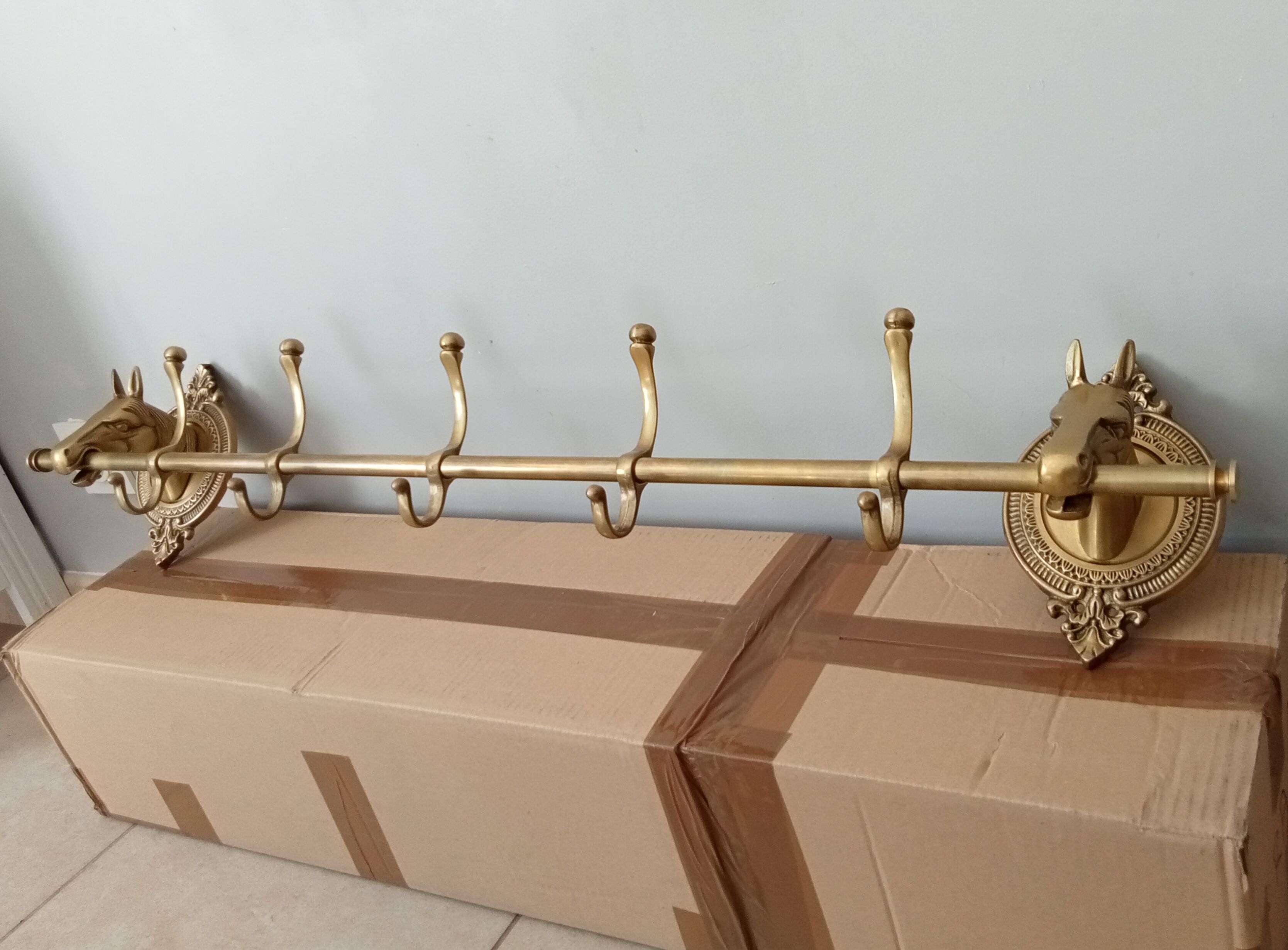 Coat rack in solid brass gilded 50s