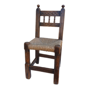 chaise rustique paillée - brutaliste