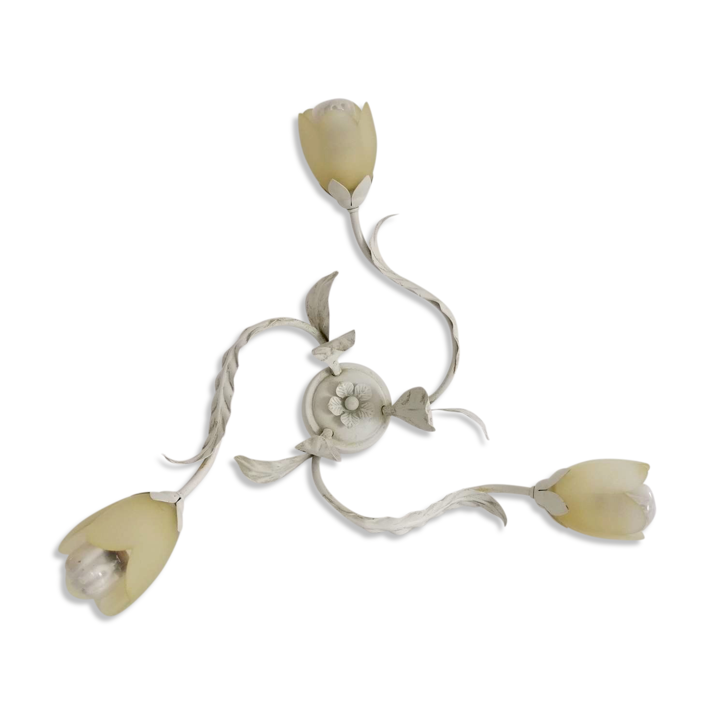 Plafonnier Lustre Style Florentin à 3 Branches - Métal Peint, Environ 50cm - Occasion En Bon état