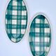 Vintage beige and green checkered service