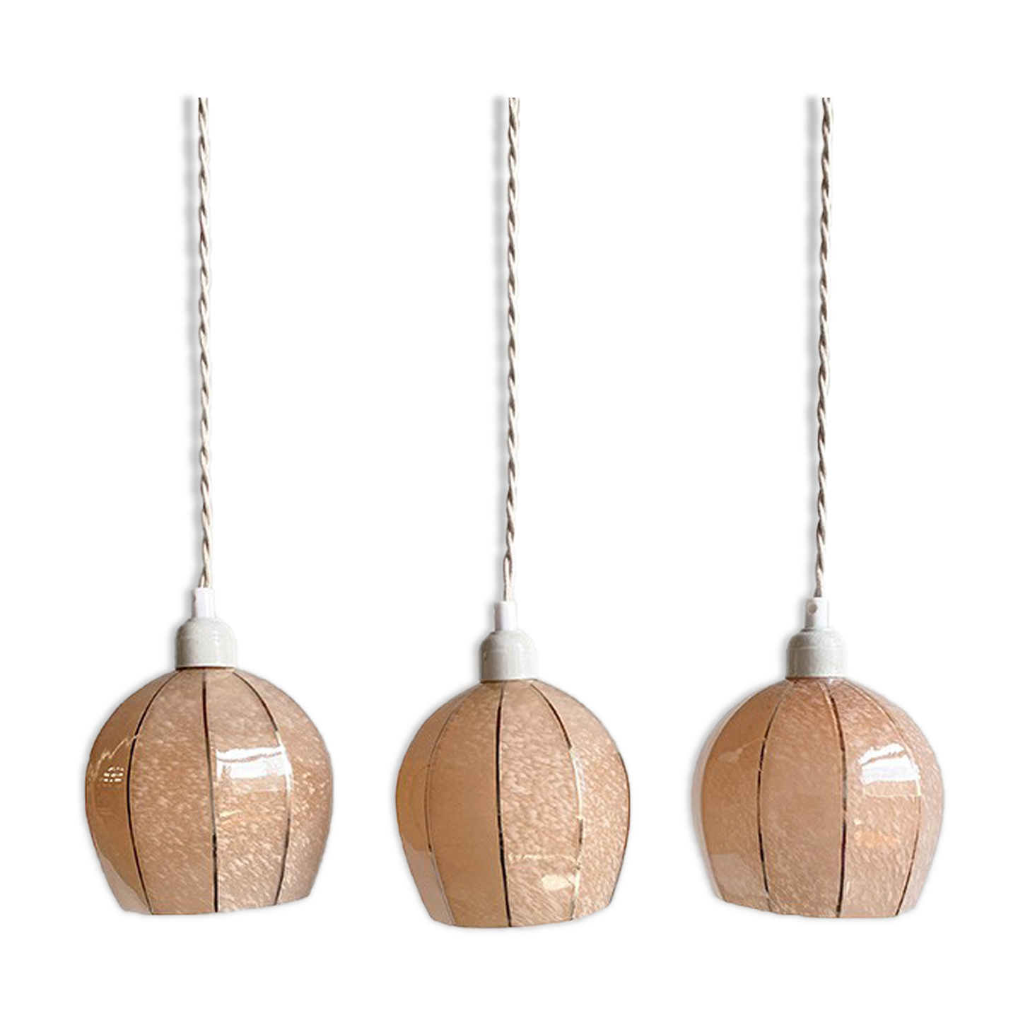 Pink and silver opaline globe hanging