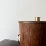 Seau à glace en bois de teck danois et poignées en laiton, design 1950