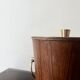 Danish teak wood ice bucket with brass handles, 1950s design