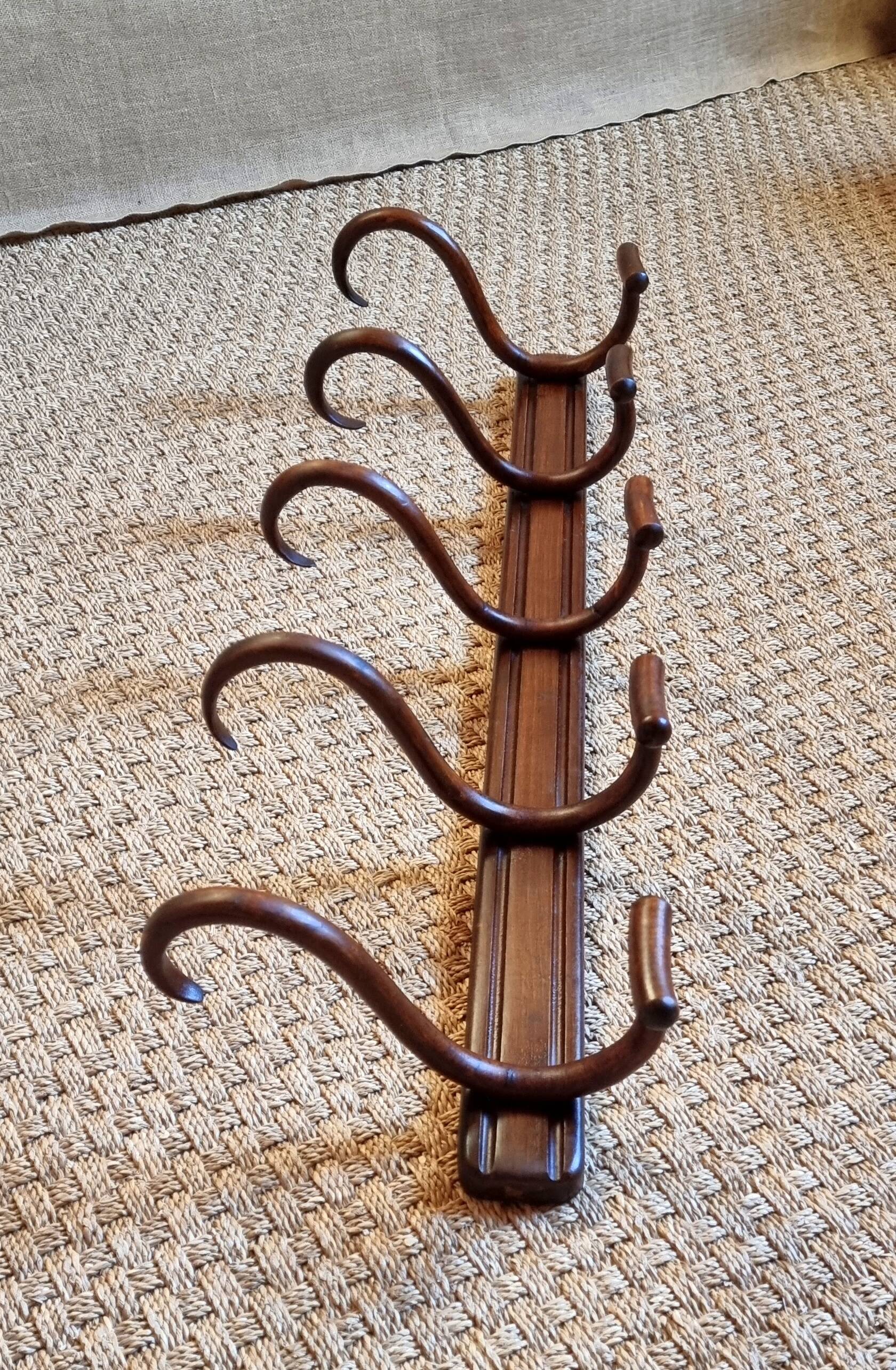 Baumann 5-hook bistro wall coat rack from the 20s