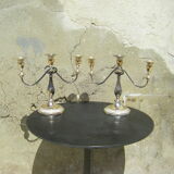 Pair of silver metal candlesticks