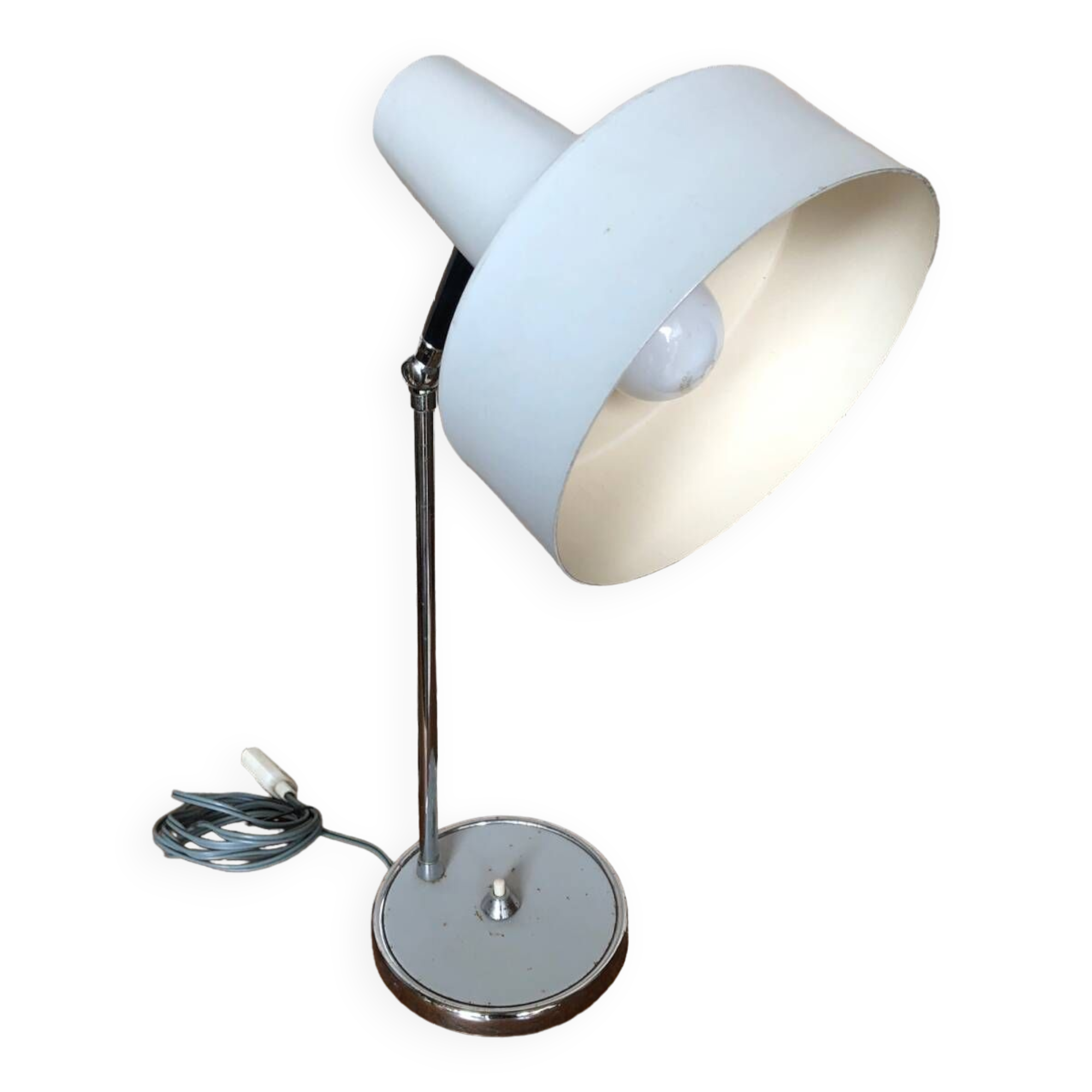 Old Articulated Lamp 70's Gray Metal & Chrome Vintage