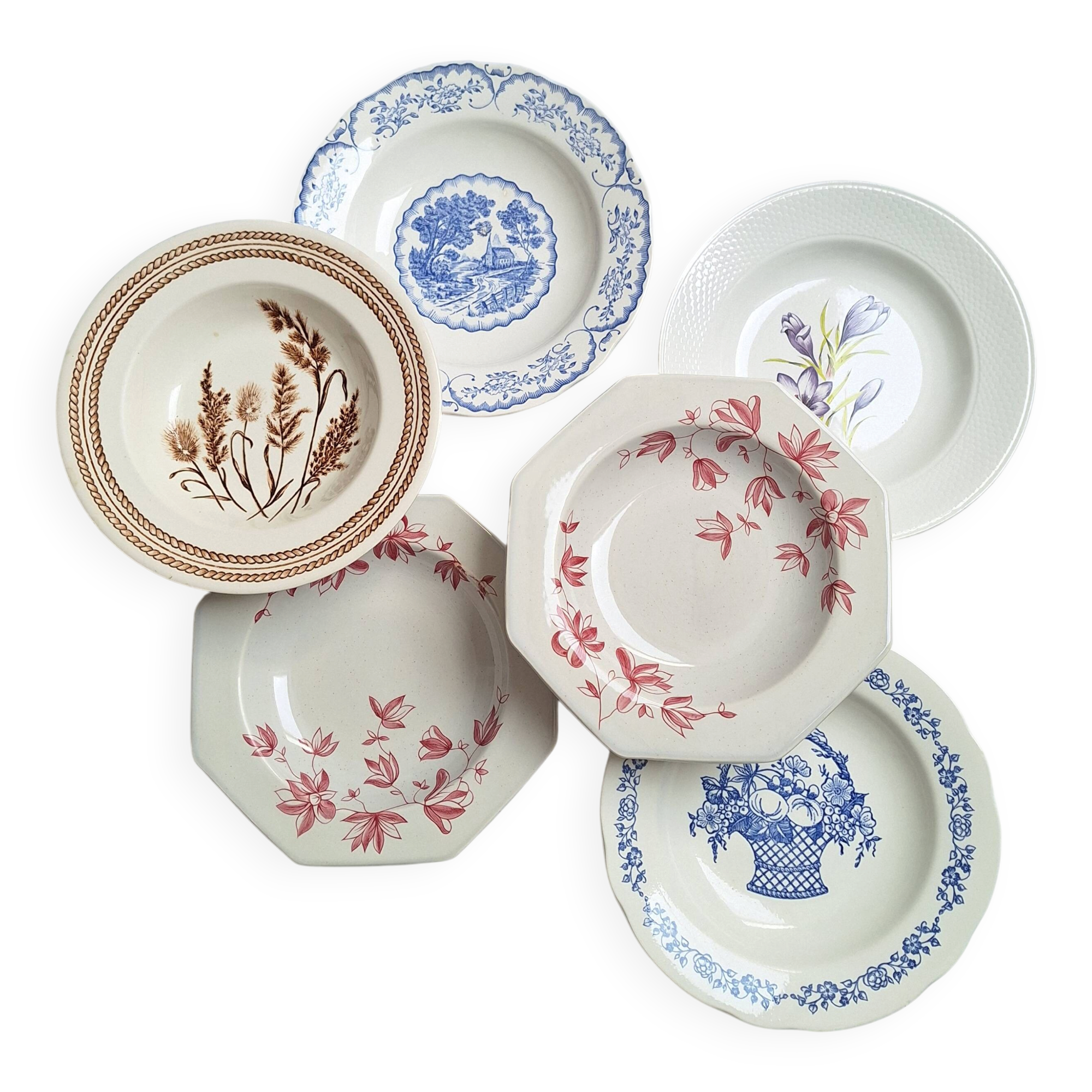 Vintage deep plates St Amand, Digoin, Sarreguemines