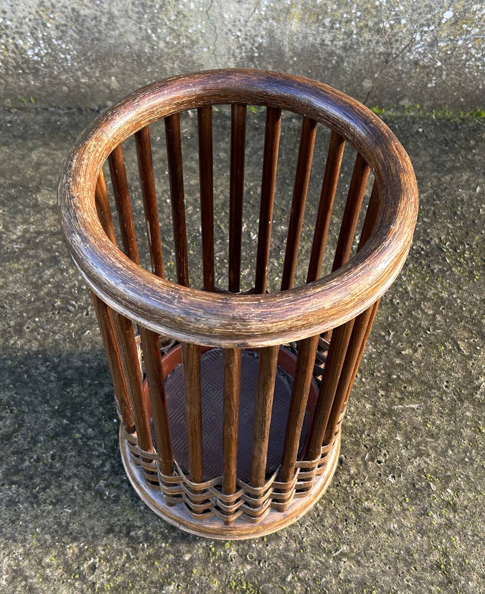 Bamboo rattan umbrella stand, vintage, 60s