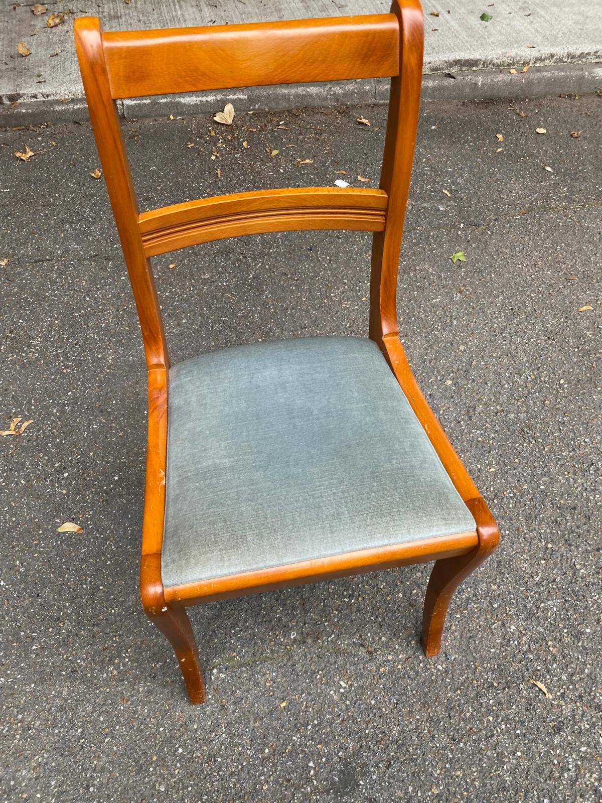 Louis Philippe solid wood and blue fabric office chair