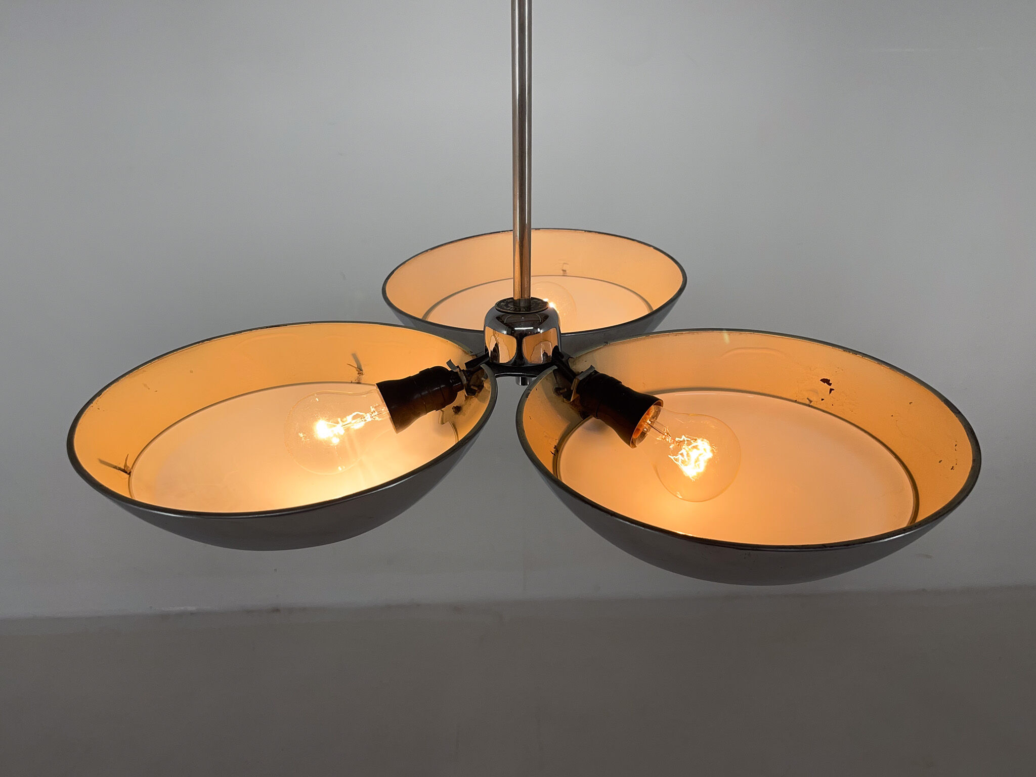 Rare Chrome-Plated Functionalist Chandelier by Zukov, 1940s