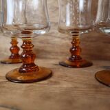 8 Luminarc "Antique" amber-stemmed white wine glasses
