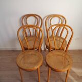4 chaises de bistrot en bois et cannage