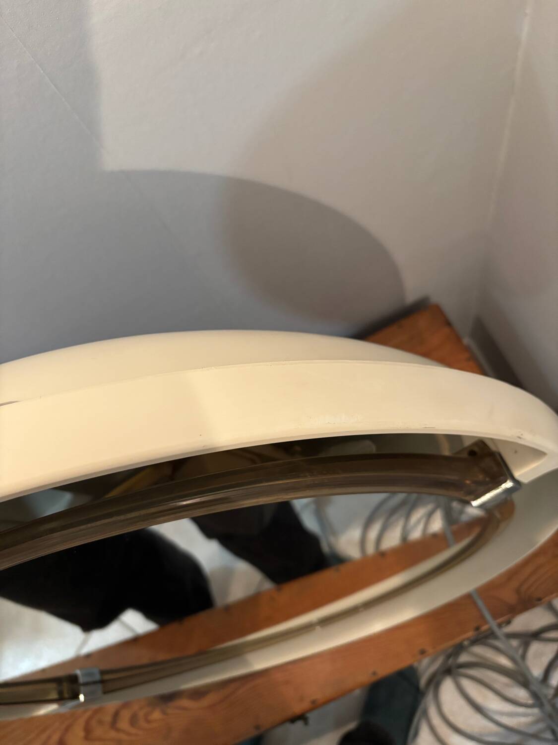 Large oval mirror, Space Age design, vintage from the 1970s.
