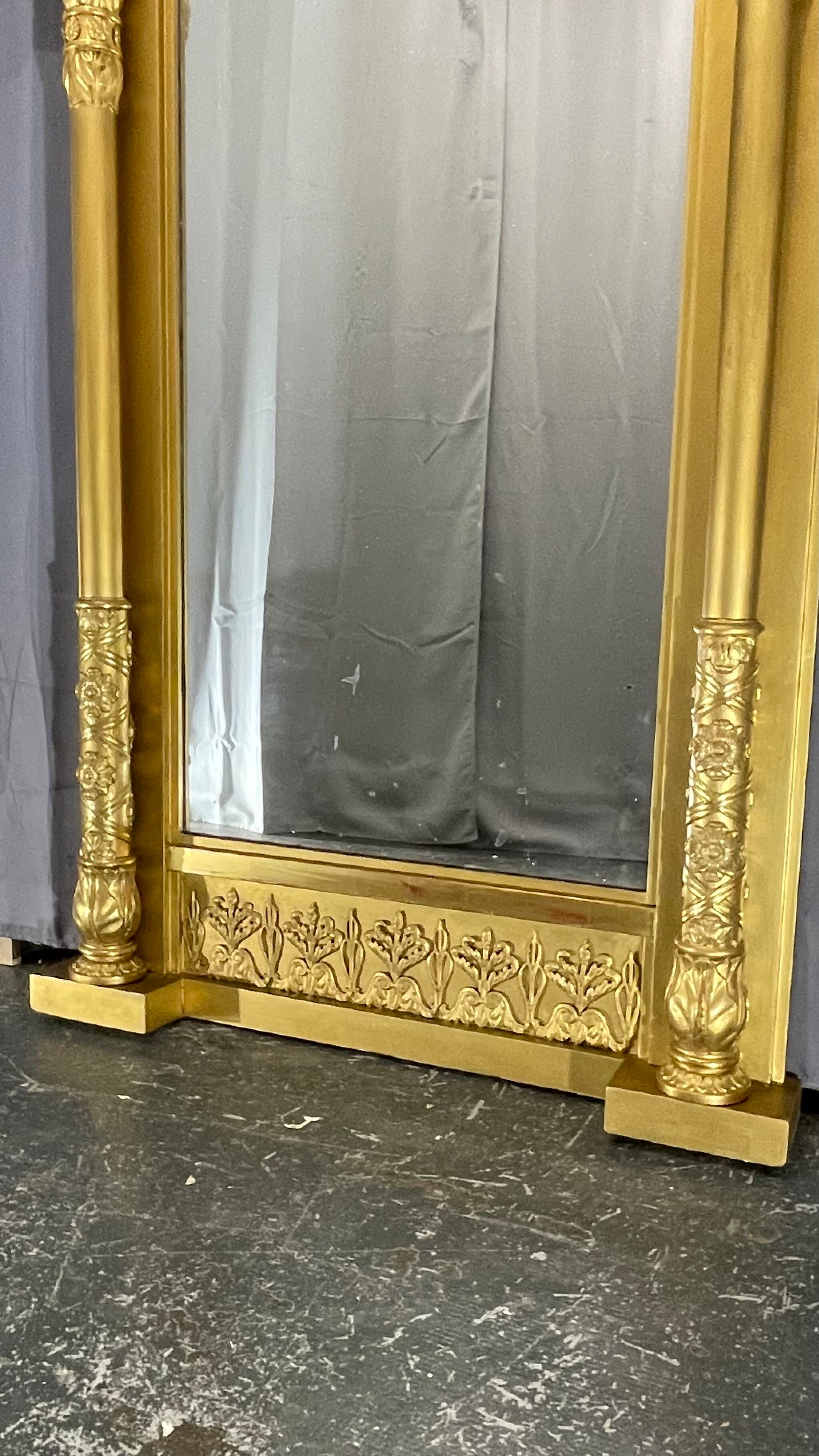 Mirror 212x101 cm empire era early nineteenth, gilding with gold leaf very good condition
