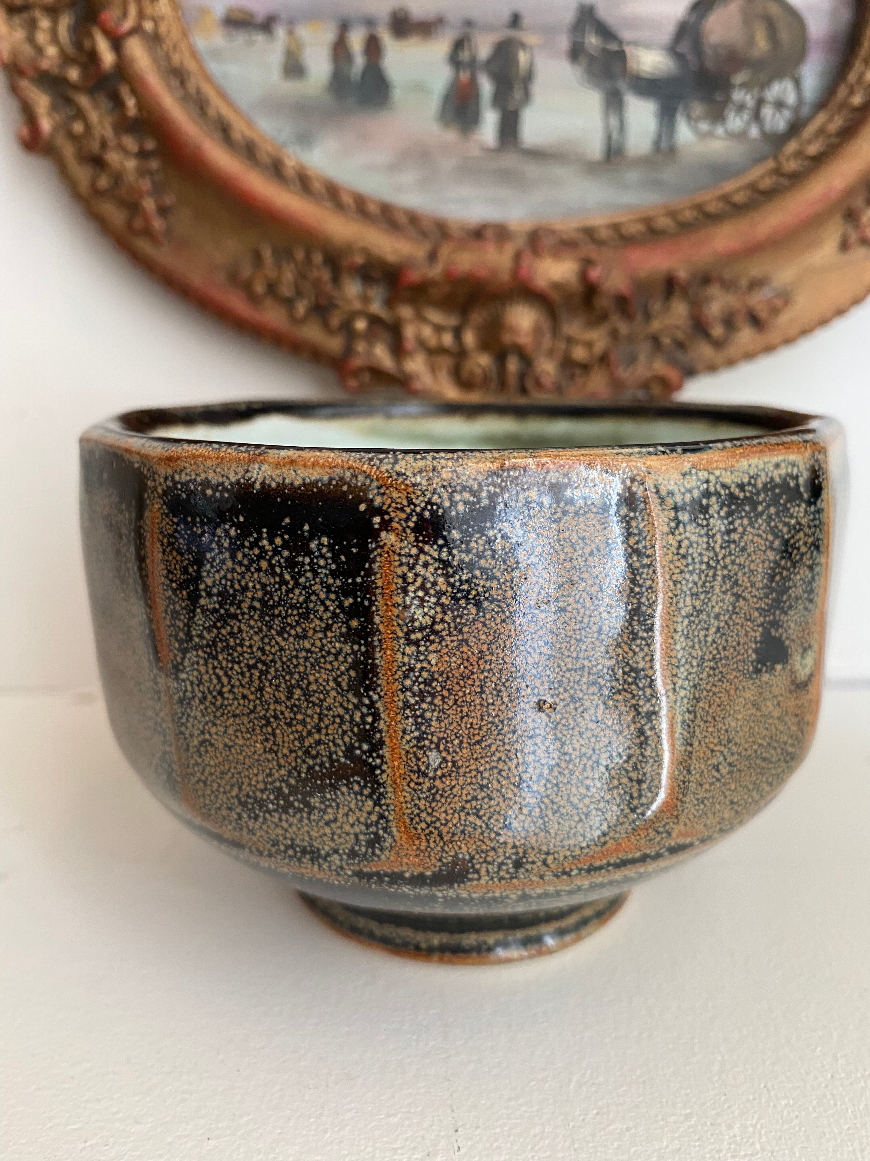 Glazed ceramic bowl signed