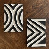 Two Imigongo paintings / panels traditional art from Rwanda