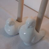 2 Ceramic candle holders shape white bird