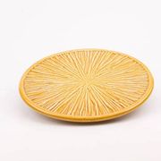 Round vintage Keralux Boch Frères plate - Relief Straw decoration
