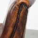 Fauteuil vintage en cuir de mouton avec dossier haut
