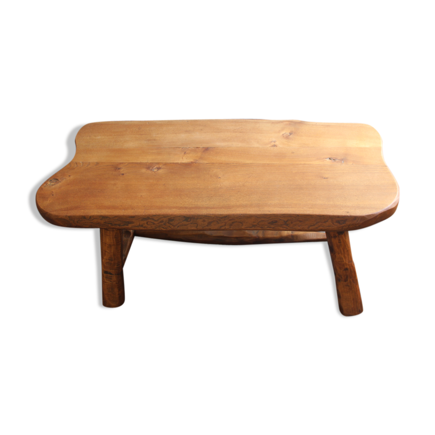 Solid elm bass table, brutalist style