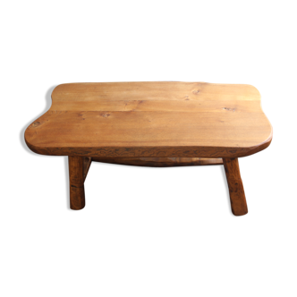 Table basse en orme massif, style brutaliste