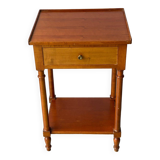 Vintage solid wood pedestal table with niche and drawer