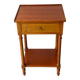 Vintage solid wood pedestal table with niche and drawer