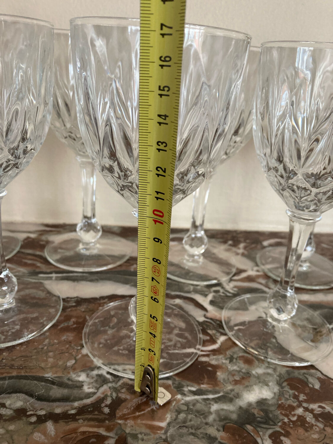 8 cut glass goblets
