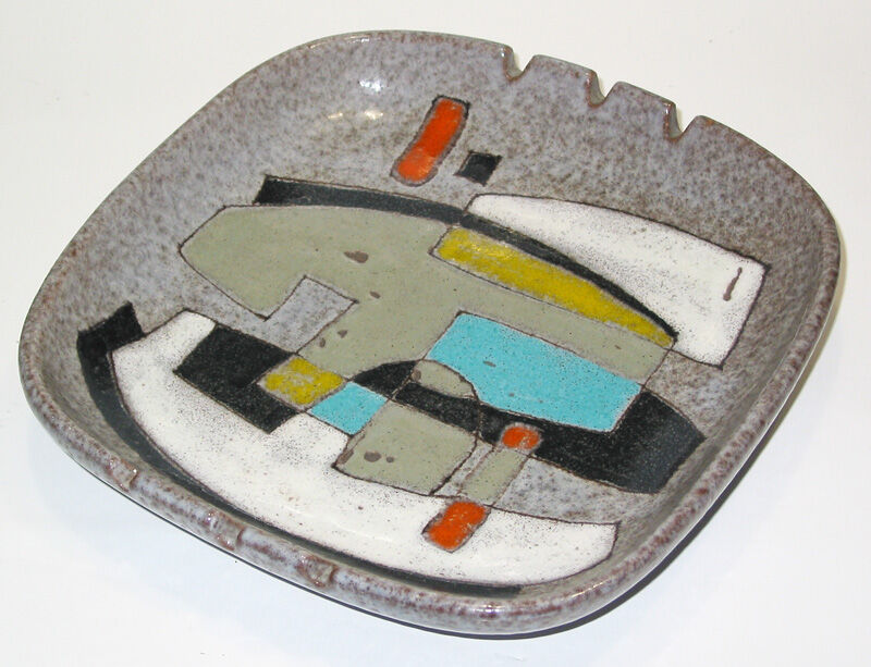 Ceramic ashtray decor colorful cubist 60s
