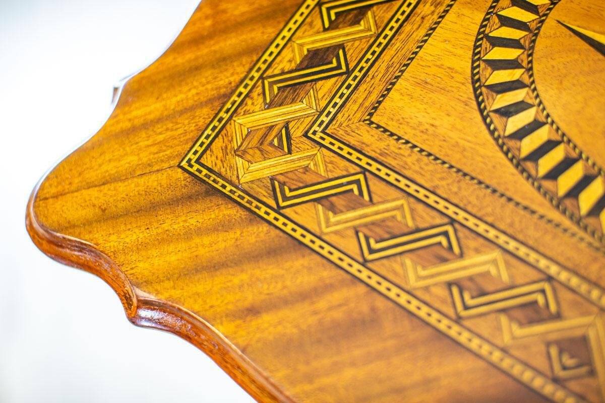 Antique Louis Philippe Sewing Table with Inlaid Top, 1860