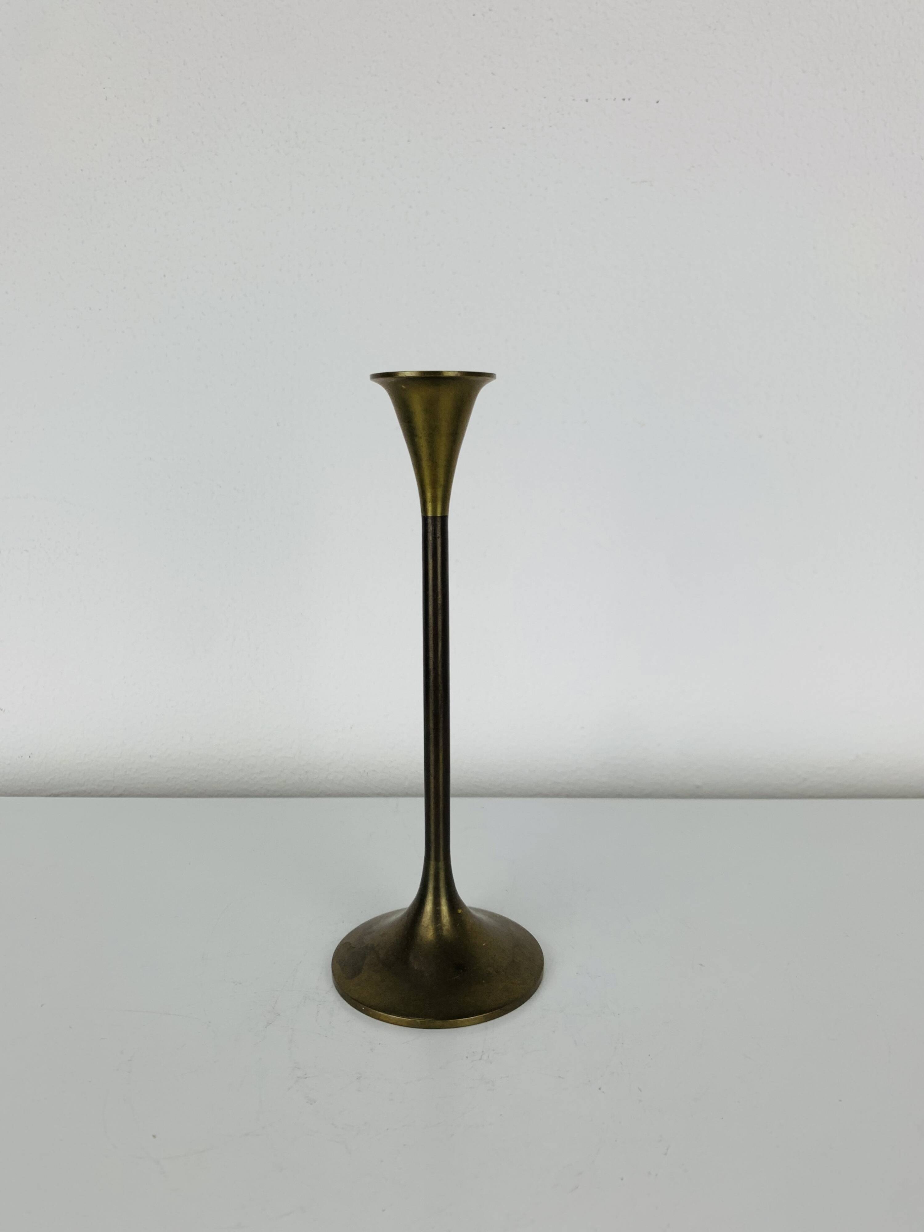 Scandinavian brass candle holder, 1960s