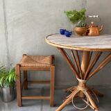 Wooden and straw stool