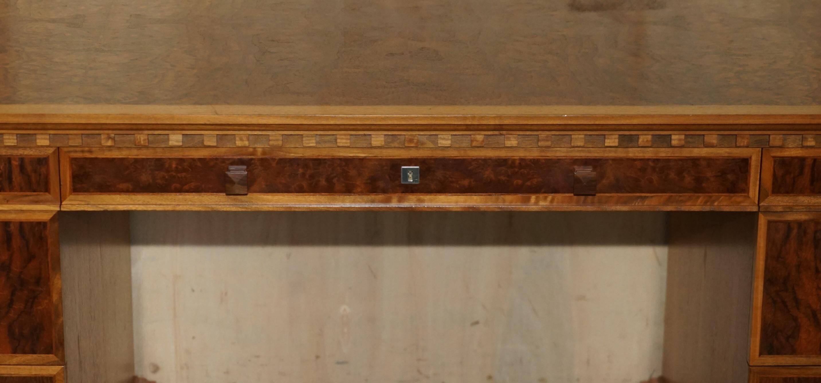 David Linley Burr walnut chest of drawers for light restoration.
