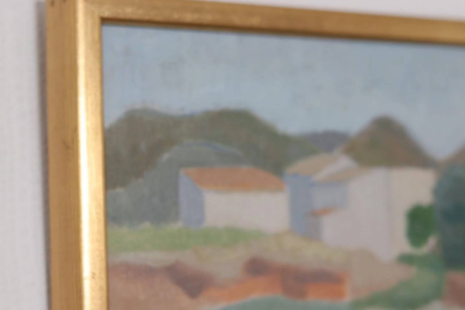 Original Swedish Oil on Panel – “Mountain Village” by Anna Küntzel